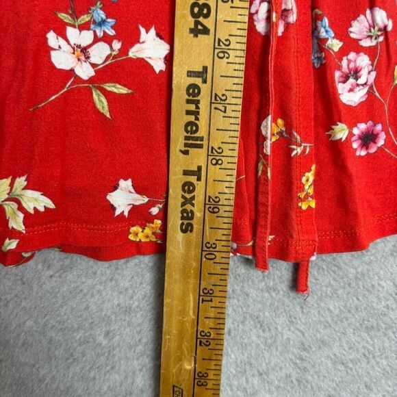 ASOS Midi Dress Womens 2 Fit & Flare Wrap Red Floral Long Sleeve V Neck - Picture 6 of 7